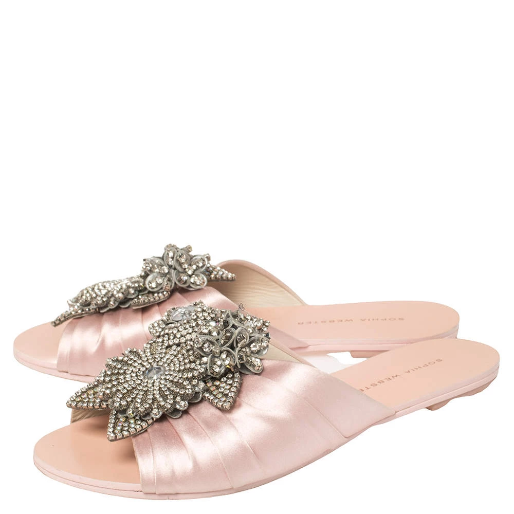 Sophia Webster Pink Satin Lilico Flats Size 37.5 For Women - Image 4
