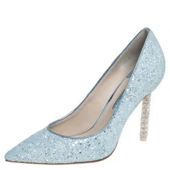 Sophia Webster Blue Glitter Coco Pointed Toe Pumps Size 38 For Women