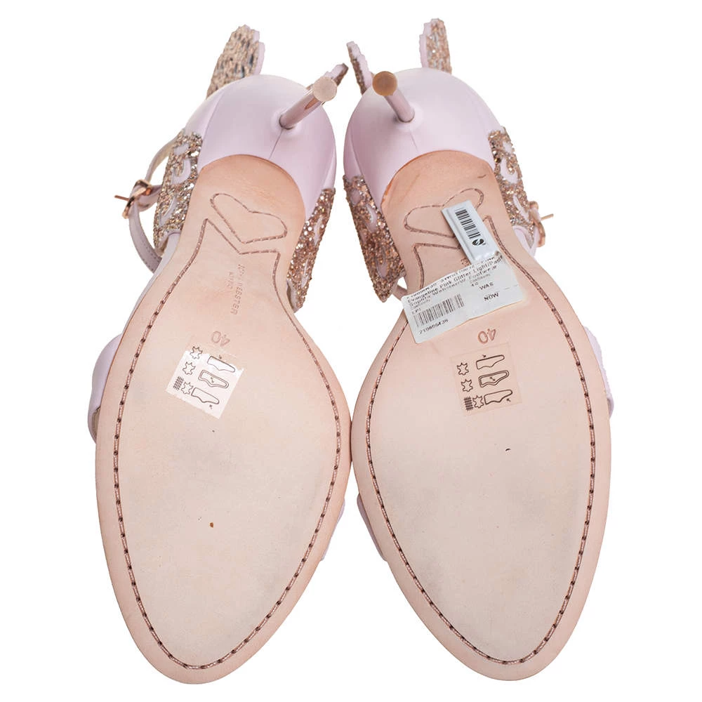 Sophia Webster Pink Leather Evangeline Open Toe Ankle Strap Sandals Size 40 For Women - Image 6