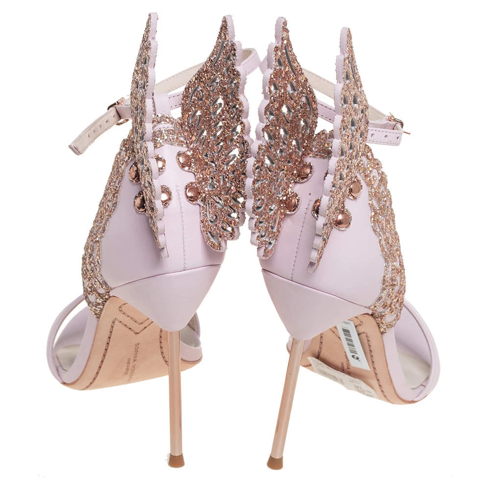 Sophia Webster Pink Leather Evangeline Open Toe Ankle Strap Sandals Size 40 For Women - Image 5