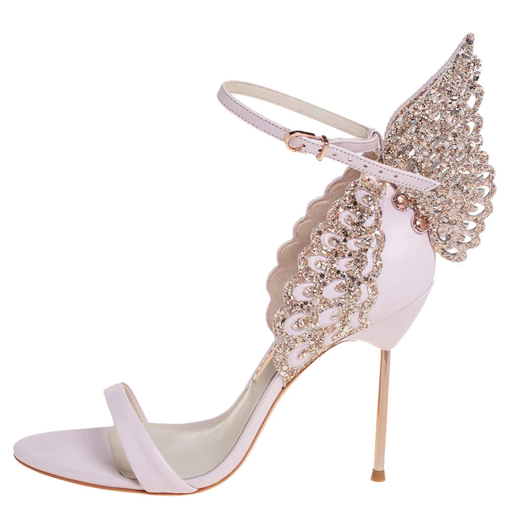 Sophia Webster Pink Leather Evangeline Open Toe Ankle Strap Sandals Size 40 For Women - Image 2