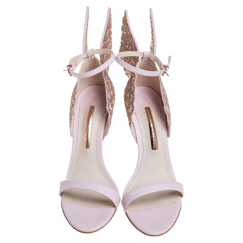 Sophia Webster Pink Leather Evangeline Open Toe Ankle Strap Sandals Size 40 For Women - Image 3