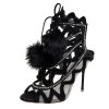 Sophia Webster Black Suede And Mesh Crystal Embellished Mila Sandals Size 38.5 For Women