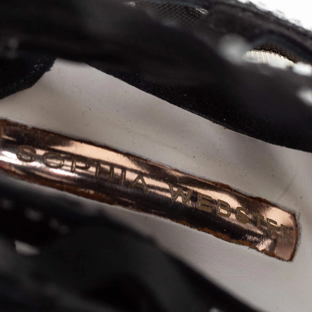 Sophia Webster Black Suede And Mesh Crystal Embellished Mila Sandals Size 38.5 For Women - Image 7