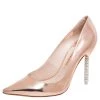 Sophia Webster Metallic Gold Patent Leather Coco Embellished Heel Pumps Size 41 For Women