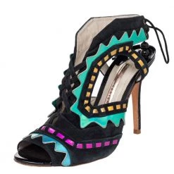 Sophia Webster Multicolor Suede And Patent Leather Riko Cut Out Sandals Size 40 For Women