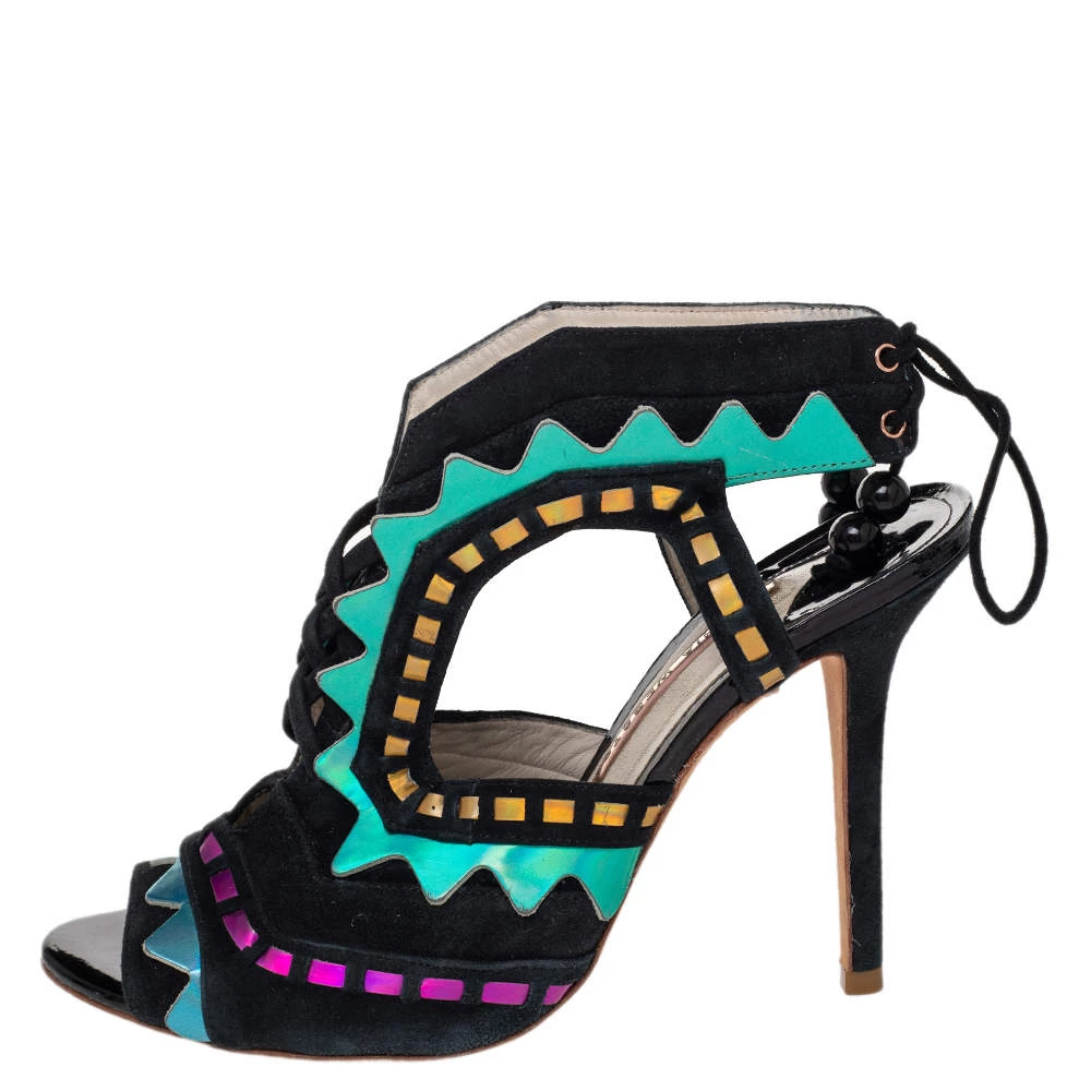 Sophia Webster Multicolor Suede And Patent Leather Riko Cut Out Sandals Size 40 For Women - Image 2