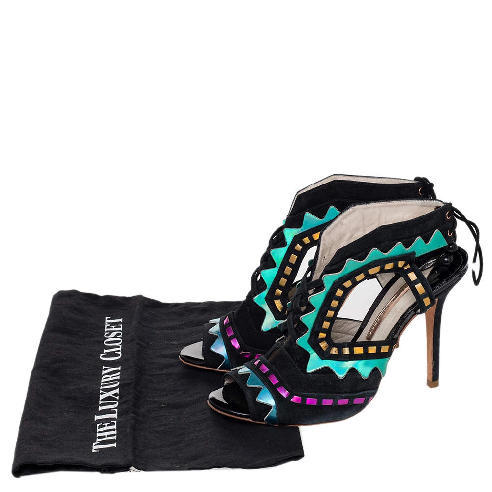 Sophia Webster Multicolor Suede And Patent Leather Riko Cut Out Sandals Size 40 For Women - Image 8