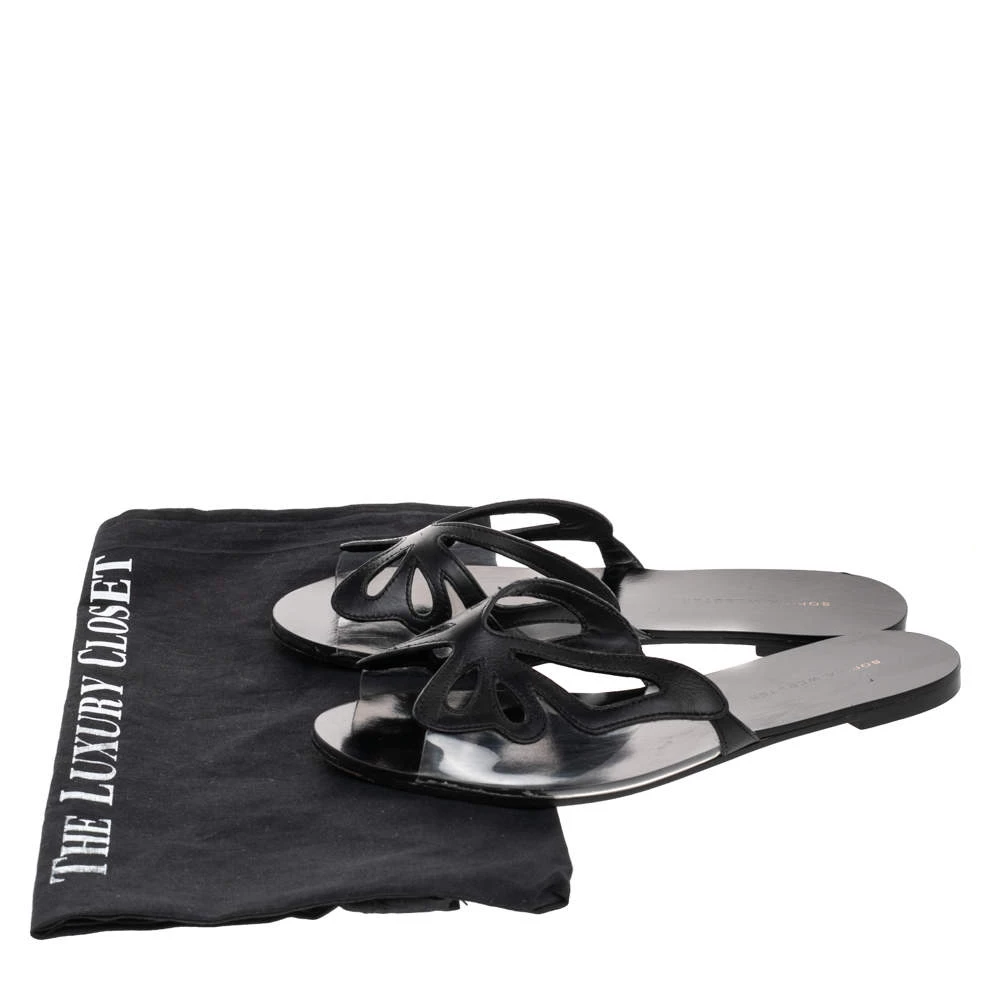 Sophia Webster Black Leather And PVC Madame Butterfly Flat Slides Size 38 For Women - Image 8