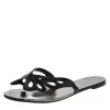 Sophia Webster Black Leather And PVC Madame Butterfly Flat Slides Size 38 For Women