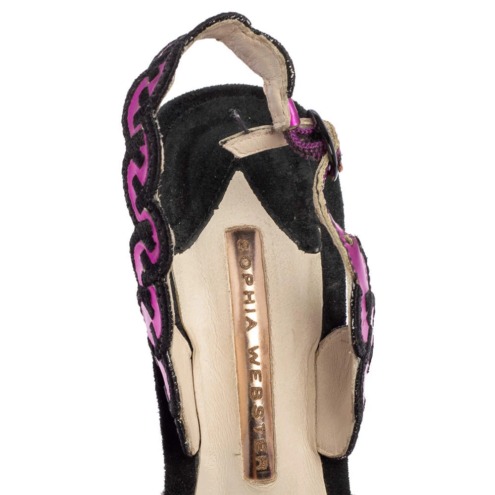 Sophia Webster Multicolor Suede And Coated Fabric Floral Applique Slingback Sandals Size 39 For Women - Image 7