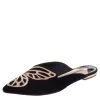 Sophia Webster Black Suede Bibi Butterfly Flat Mules Size 38 For Women