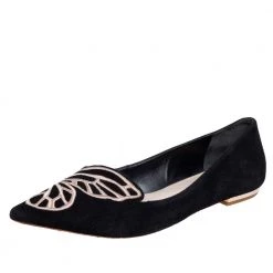 Sophia Webster Black Suede Bibi Butterfly Flats Size 40 For Women