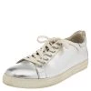 Sophia Webster Silver Leather Bibi Butterfly Low Top Sneakers Size 39.5 For Women