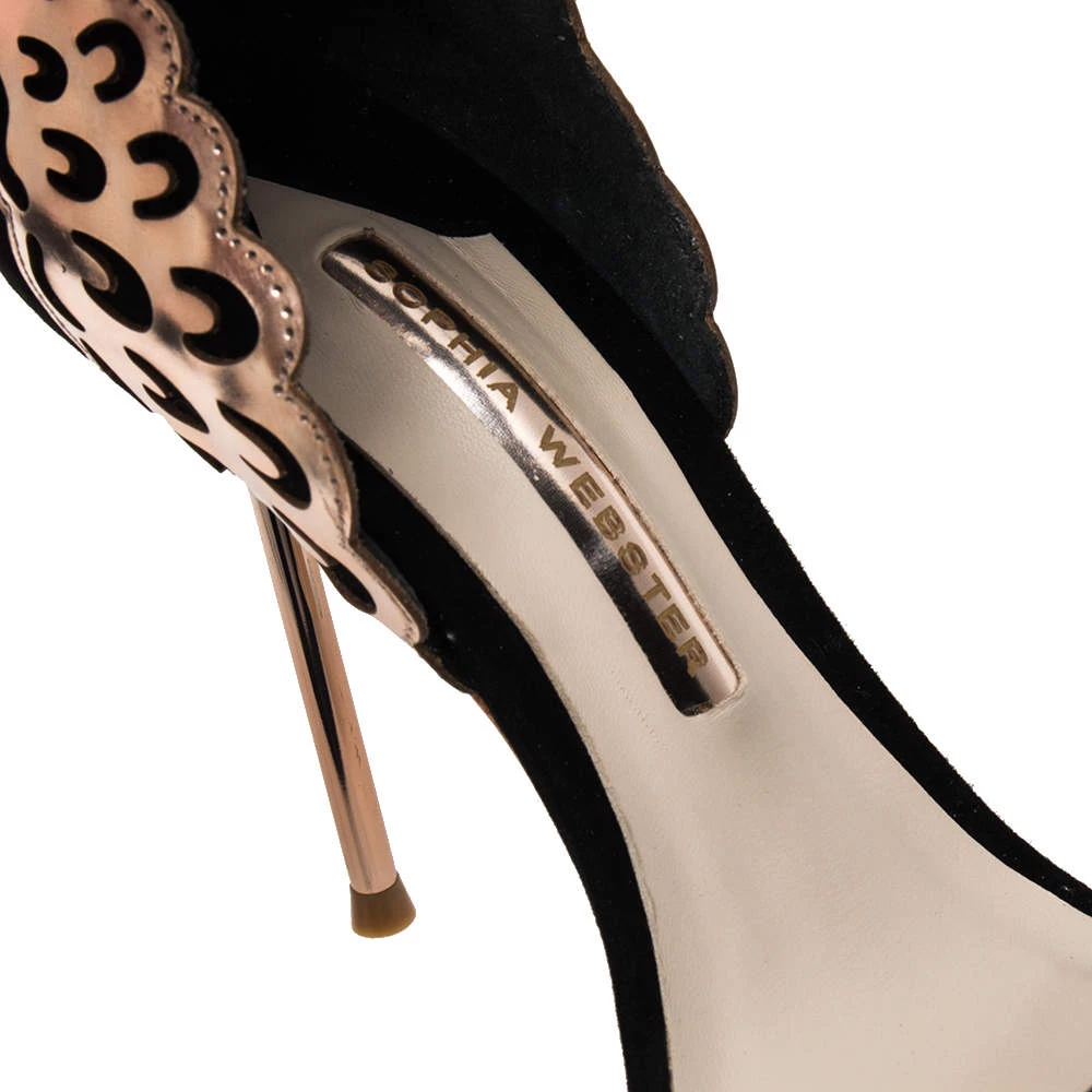 Sophia Webster Black/Rose Gold Suede And Leather Evangeline Ankle Strap Sandals Size 37.5 For Women - Image 7