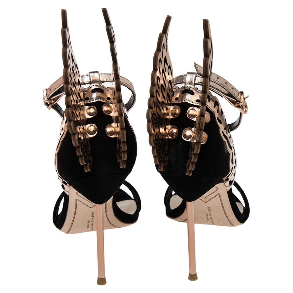 Sophia Webster Black/Rose Gold Suede And Leather Evangeline Ankle Strap Sandals Size 37.5 For Women - Image 5