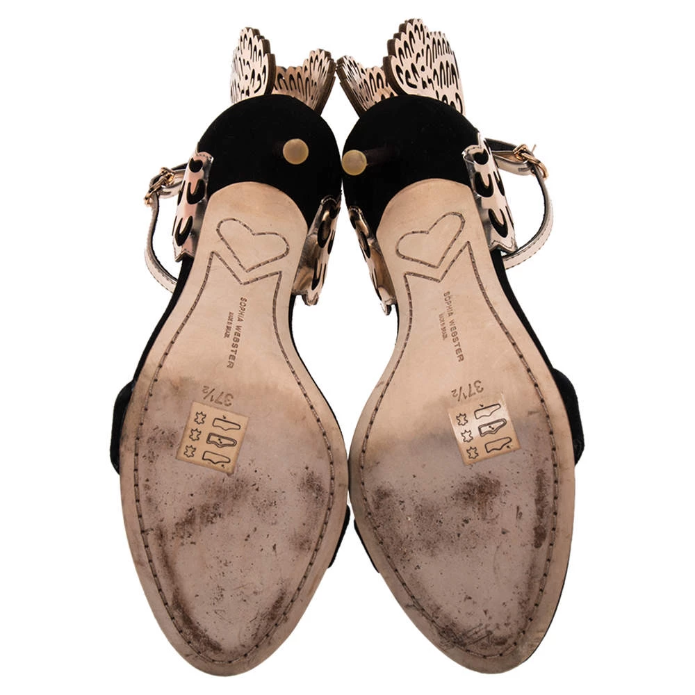 Sophia Webster Black/Rose Gold Suede And Leather Evangeline Ankle Strap Sandals Size 37.5 For Women - Image 6