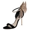 Sophia Webster Black/Rose Gold Suede And Leather Evangeline Ankle Strap Sandals Size 37.5 For Women