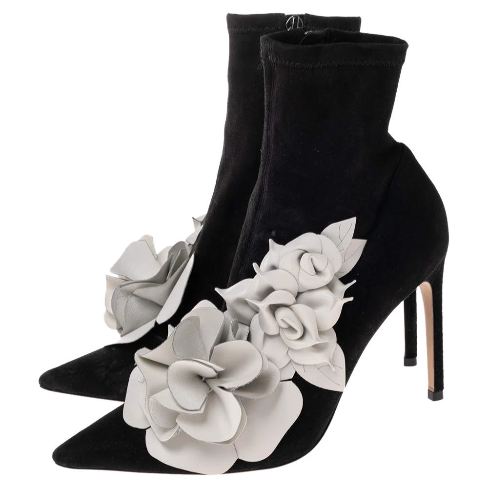 Sophia Webster Black Suede Jumbo Lilico Pointed Toe Ankle Boots Size 40.5 For Women - Image 4