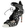 Sophia Webster Black/White Patent Leather And Leather Cutout Sandals Size 39.5 For Women