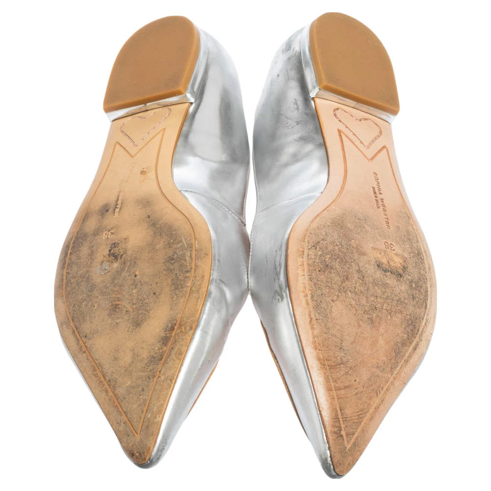 Sophia Webster Metallic Silver/Rose Gold Leather Bibi Butterfly Pointed Toe Ballet Flats Size 38 For Women - Image 6