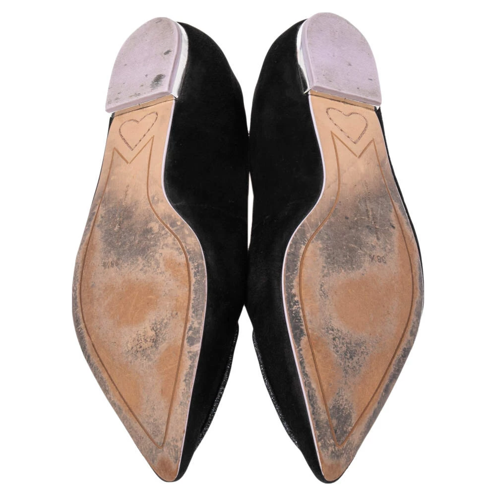Sophia Webster Black Suede Bibi Butterfly Pointed Toe Ballet Flats Size 38.5 For Women - Image 6