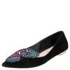 Sophia Webster Black Suede Bibi Butterfly Pointed Toe Ballet Flats Size 38.5 For Women