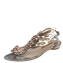 Sophia Webster Metallic Gold Leather Bibi Butterfly Thong Flats Size 40.5 For Women