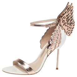 Sophia Webster Rose Gold Leather And White Evangeline Open Toe Sandals Size 38 For Women