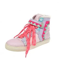 Sophia Webster Multicolor Leather And Glitter Riko High Top Sneakers Size 36 For Women