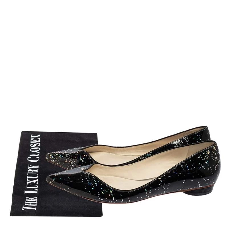 Sophia Webster Black Glitter Patent Leather Pointed Toe Ballet Flats Size 41 For Women - Image 8