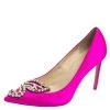 Sophia Webster Pink Satin Crystal Embellished Bibi Pumps Size 41 For Women