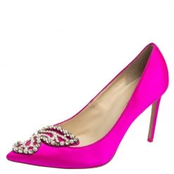Sophia Webster Pink Satin Crystal Embellished Bibi Pumps Size 41 For Women