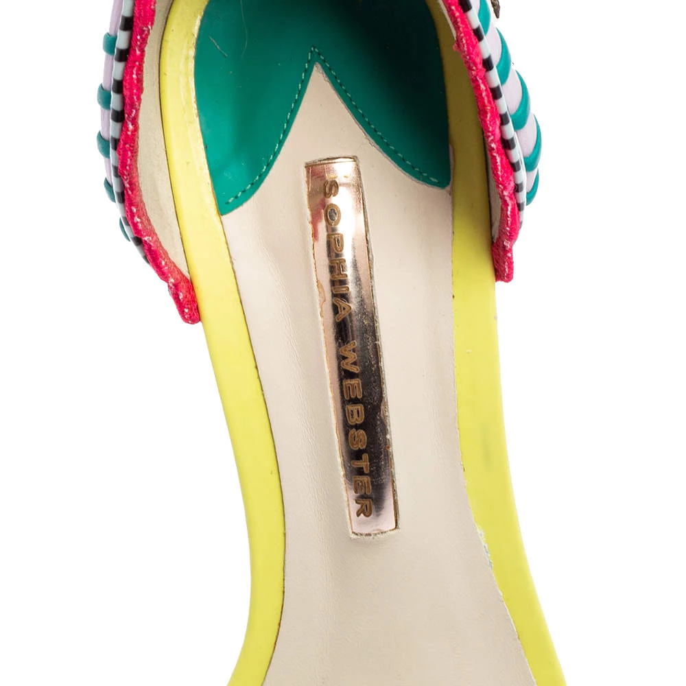 Sophia Webster Multicolor Leather Solange Tassel Fringe Embellished Ankle Strap Sandals Size 39.5 For Women - Image 6