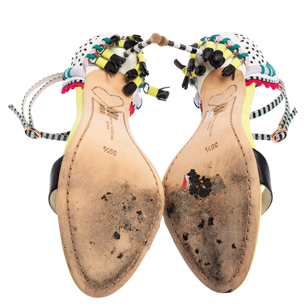 Sophia Webster Multicolor Leather Solange Tassel Fringe Embellished Ankle Strap Sandals Size 39.5 For Women - Image 5
