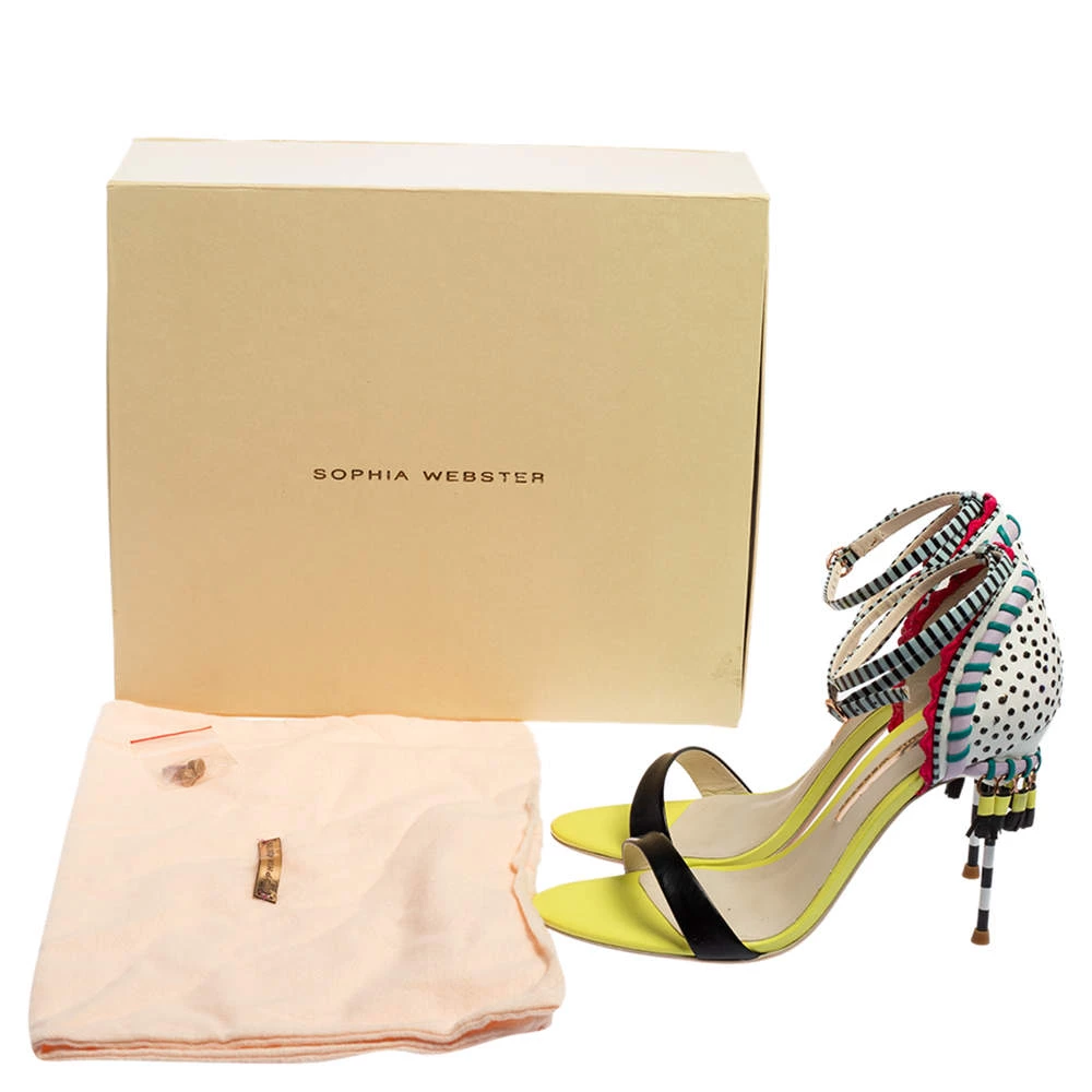 Sophia Webster Multicolor Leather Solange Tassel Fringe Embellished Ankle Strap Sandals Size 39.5 For Women - Image 7