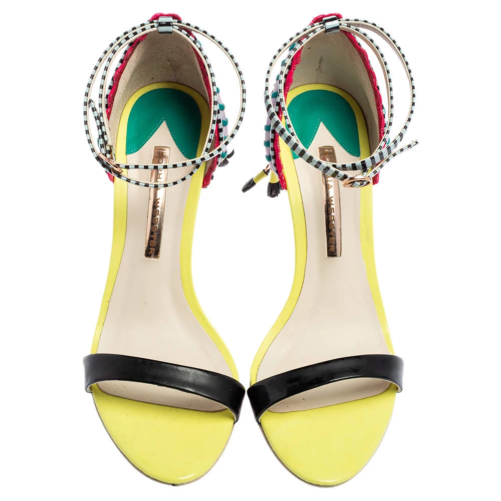 Sophia Webster Multicolor Leather Solange Tassel Fringe Embellished Ankle Strap Sandals Size 39.5 For Women - Image 3