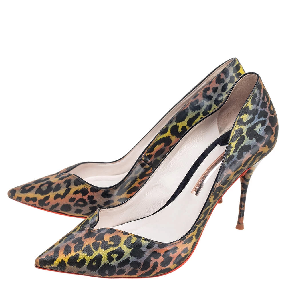 Sophia Webster Multicolor Holographic Leopard Print PVC Izzy Pumps Size 38 For Women - Image 4