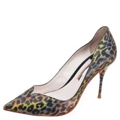 Sophia Webster Multicolor Holographic Leopard Print PVC Izzy Pumps Size 38 For Women