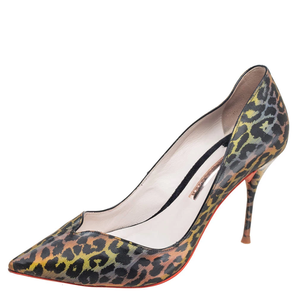 Sophia Webster Multicolor Holographic Leopard Print PVC Izzy Pumps Size 38 For Women