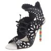 Sophia Webster Black/White Cut Out Patent Leather Keira Doily Sandals Size 37 For Women