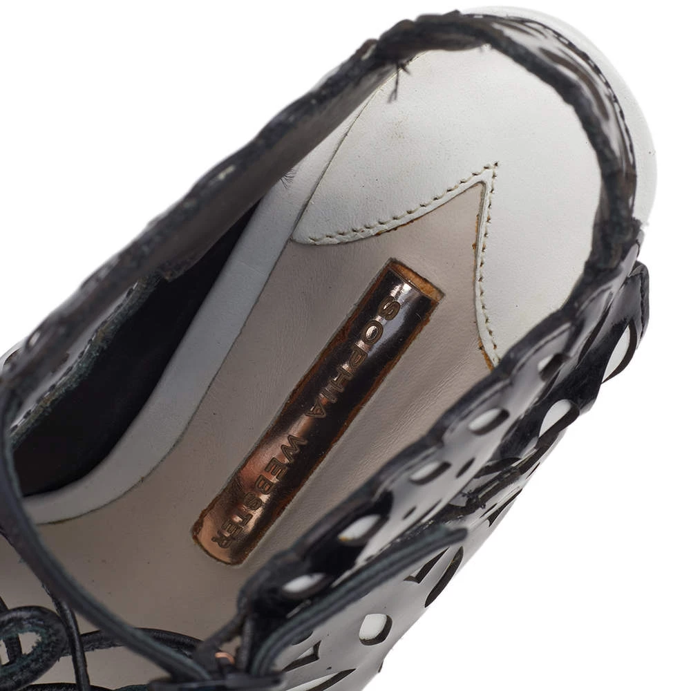 Sophia Webster Black/White Cut Out Patent Leather Keira Doily Sandals Size 37 For Women - Image 7