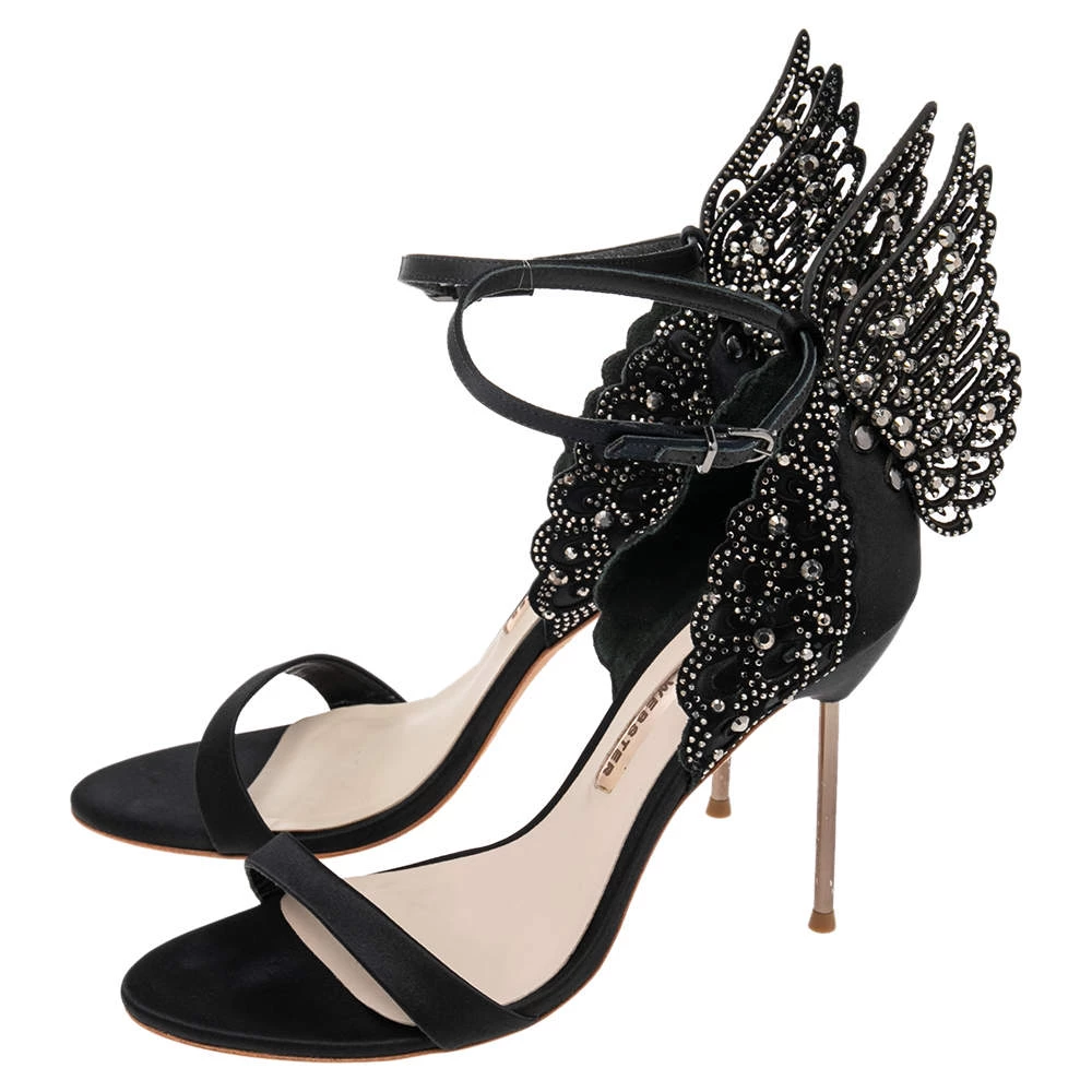 Sophia Webster Black Satin Evangeline Sandals Size 40 For Women - Image 4