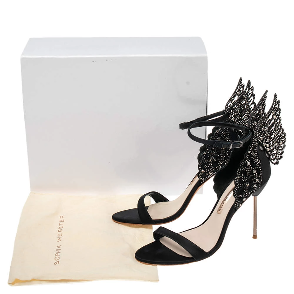 Sophia Webster Black Satin Evangeline Sandals Size 40 For Women - Image 8