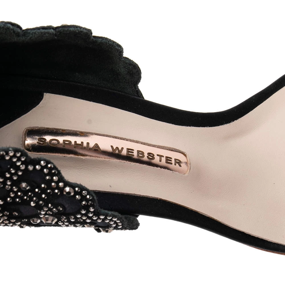 Sophia Webster Black Satin Evangeline Sandals Size 40 For Women - Image 7