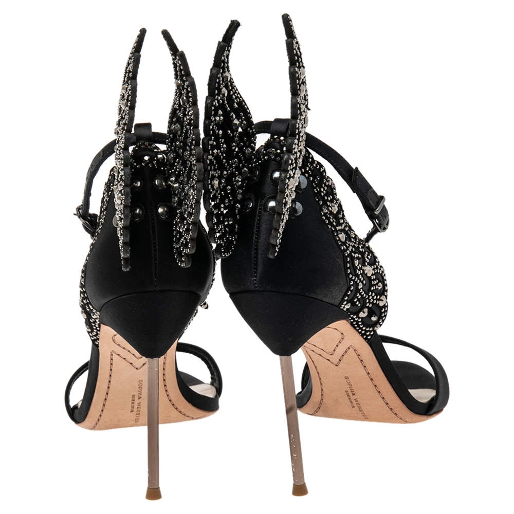 Sophia Webster Black Satin Evangeline Sandals Size 40 For Women - Image 5