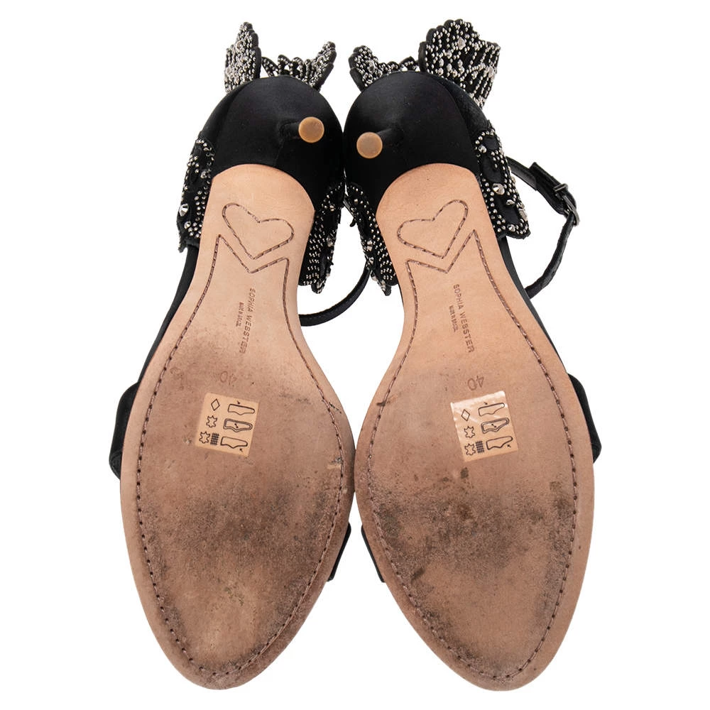 Sophia Webster Black Satin Evangeline Sandals Size 40 For Women - Image 6