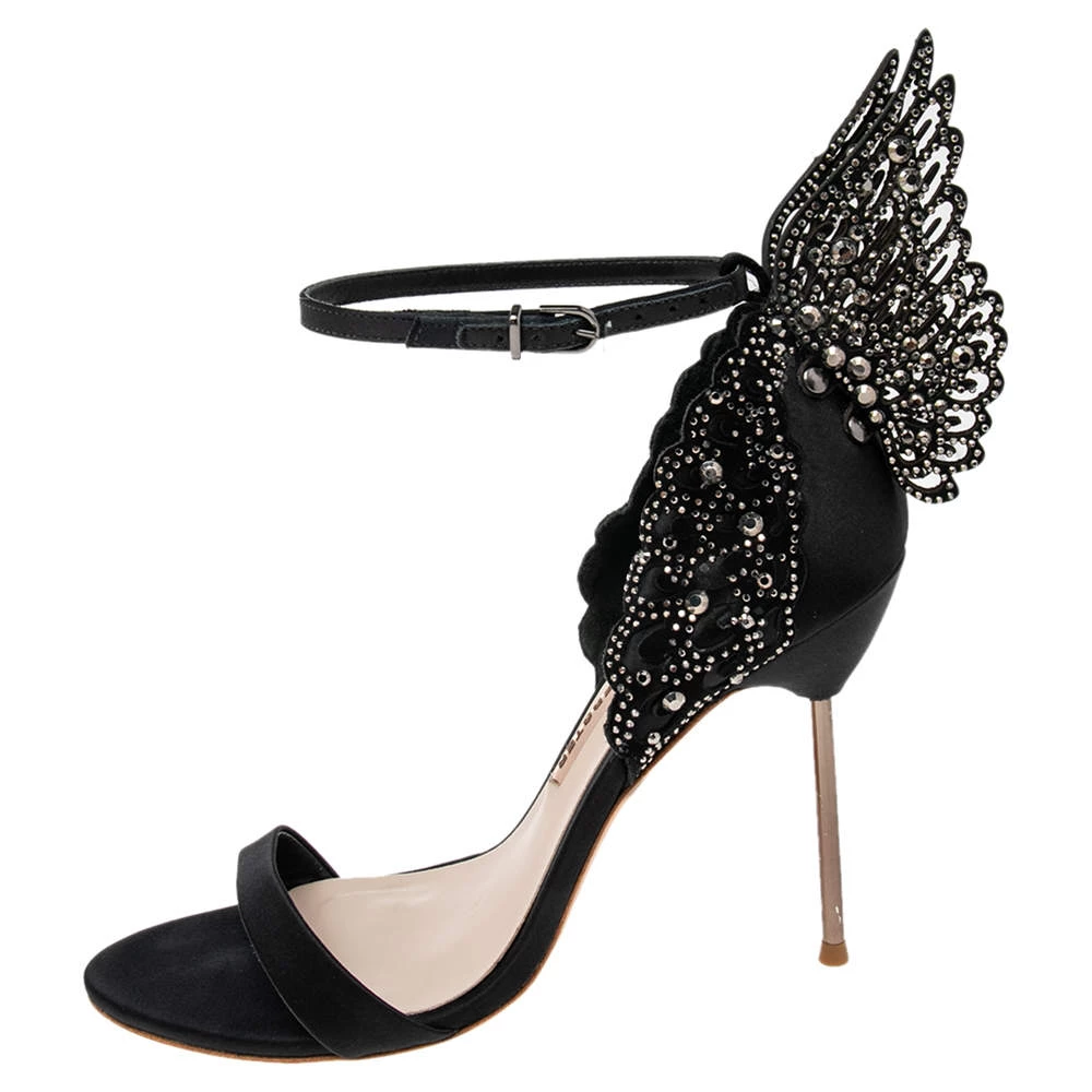 Sophia Webster Black Satin Evangeline Sandals Size 40 For Women - Image 2