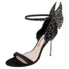 Sophia Webster Black Satin Evangeline Sandals Size 40 For Women