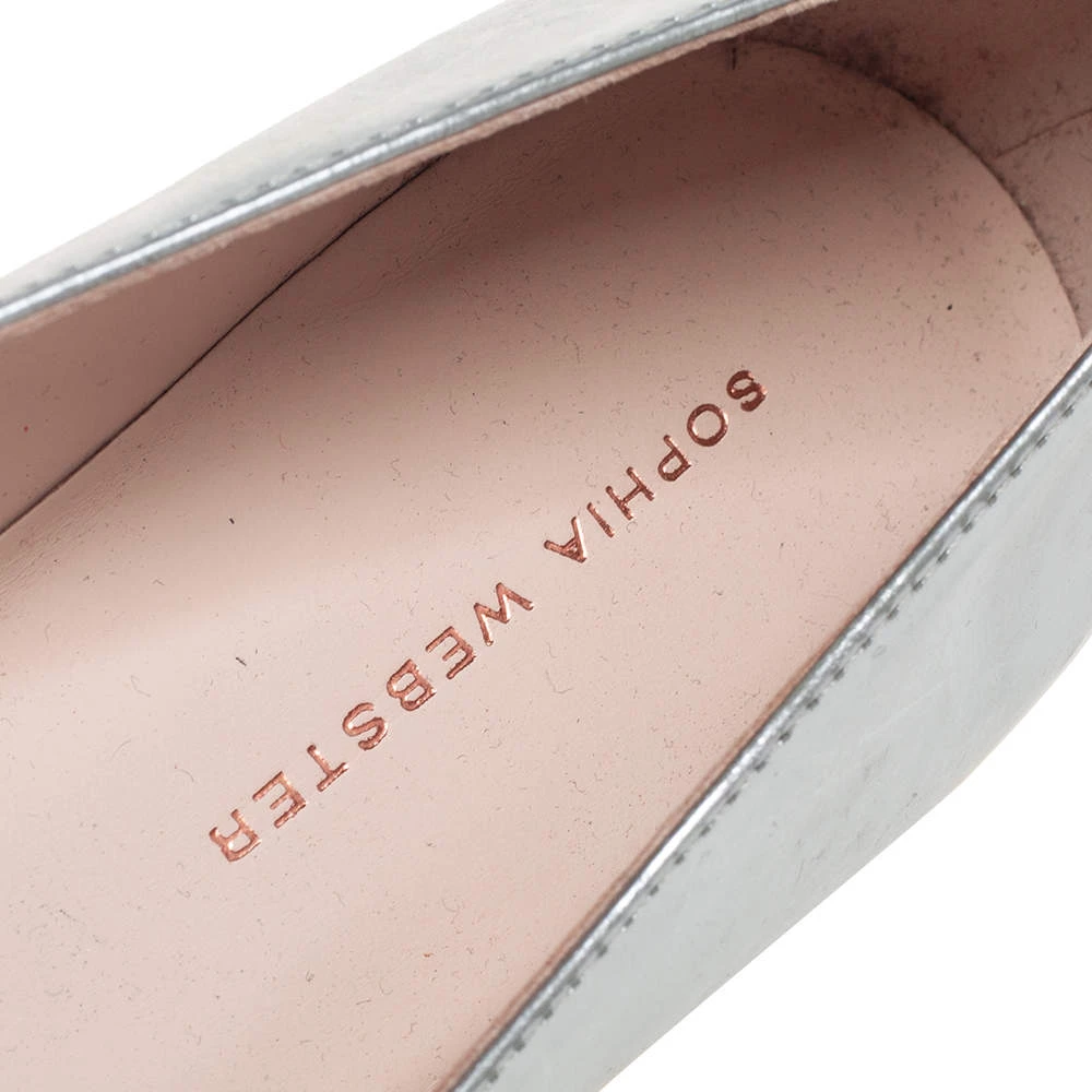 Sophia Webster Silver Leather Bibi Butterfly Pointed Toe Ballet Flats Size 38.5 For Women - Image 7